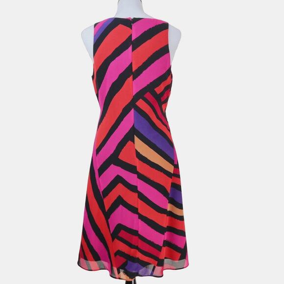 Cabi Size S Fete Dress Vibrant Multicolor Striped Chiffon Fit & Flare - Picture 5 of 12